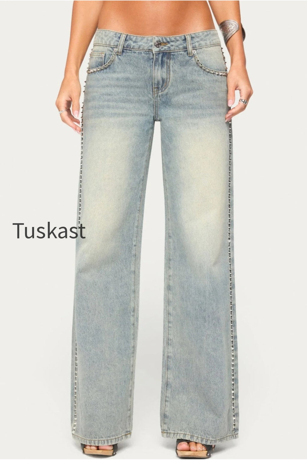 Teala Studded Low Rise Baggy Jeans