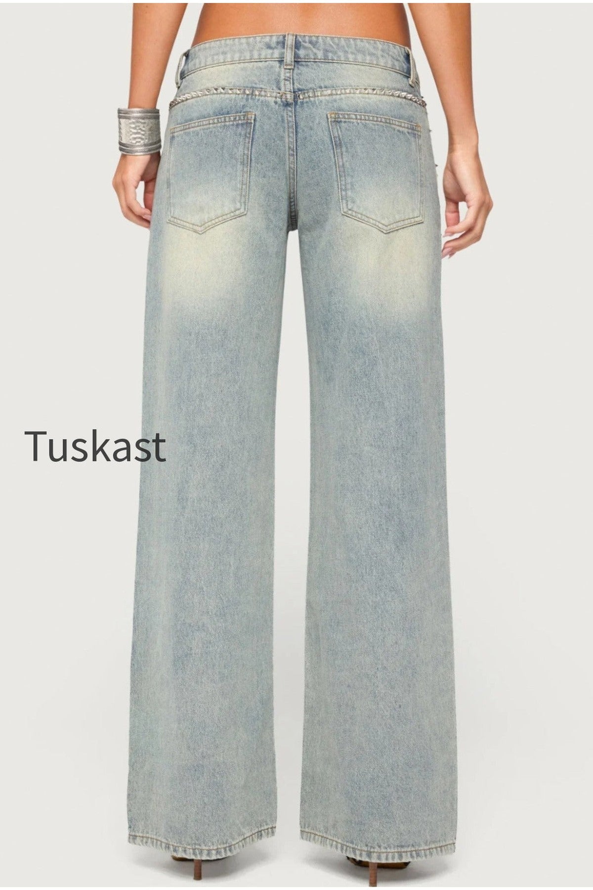 Teala Studded Low Rise Baggy Jeans
