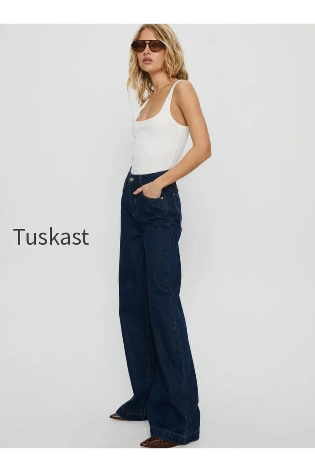 Goldie High Rise Wide Leg Jeans Indigo