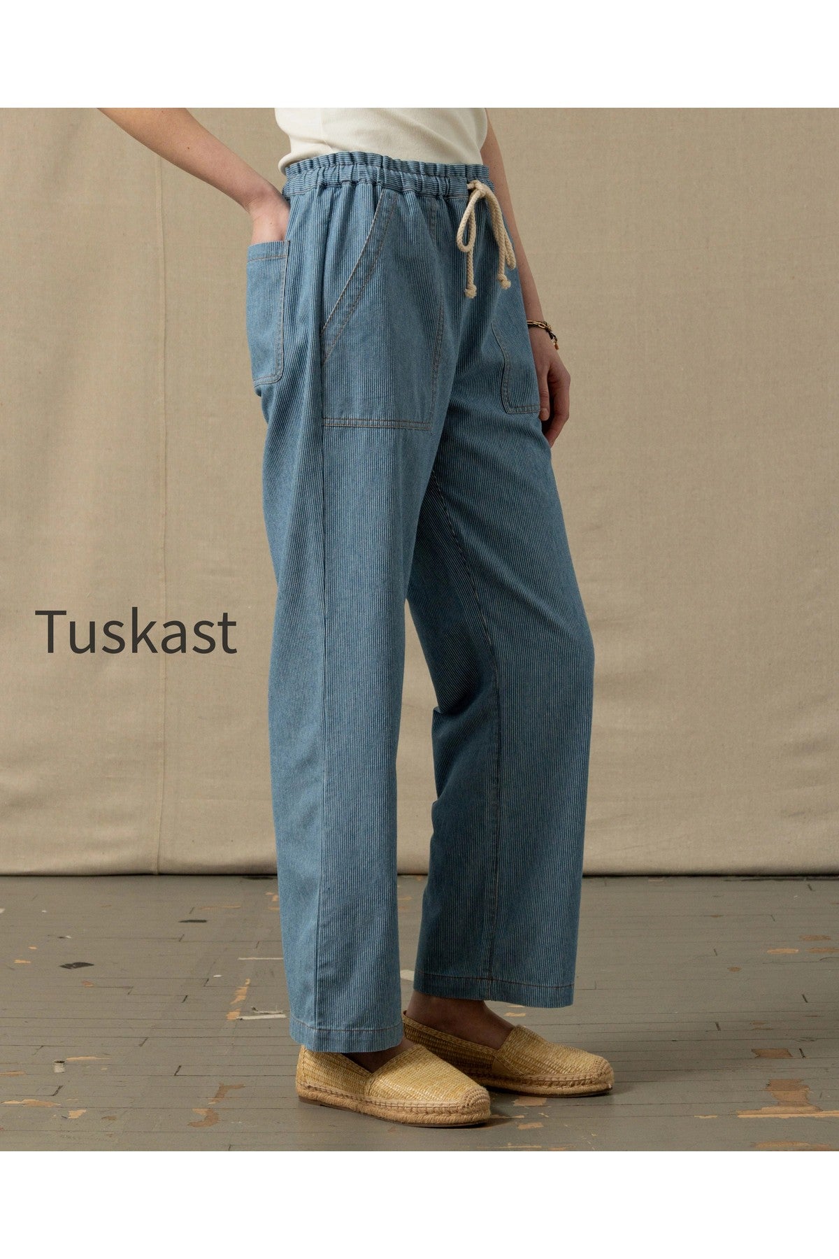 Women's Beach Pant in Denim Blue Hickory Stripe
