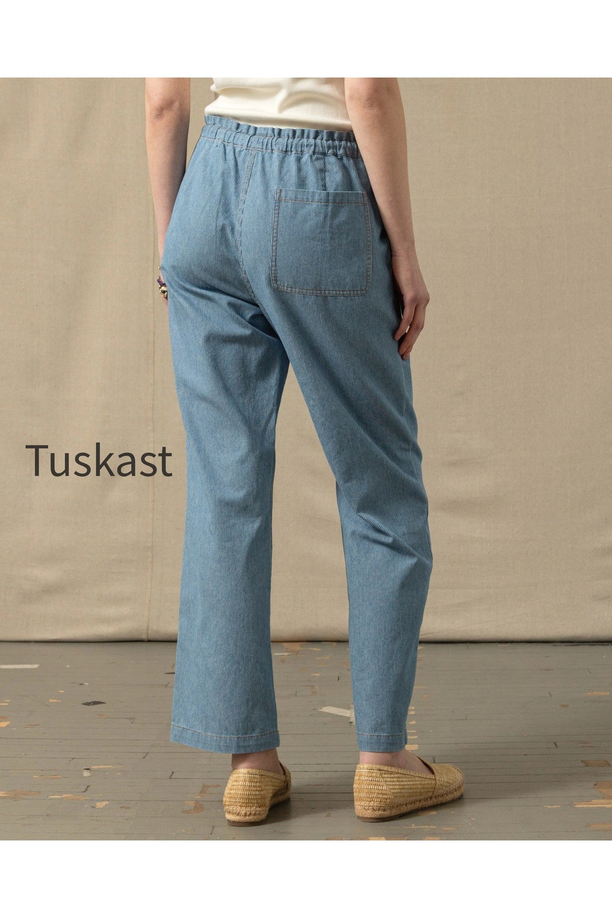 Women's Beach Pant in Denim Blue Hickory Stripe