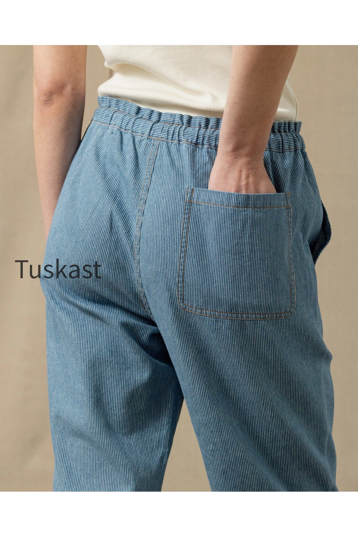 Women's Beach Pant in Denim Blue Hickory Stripe