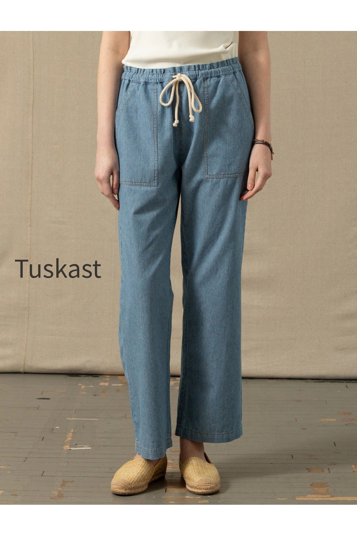 Women's Beach Pant in Denim Blue Hickory Stripe
