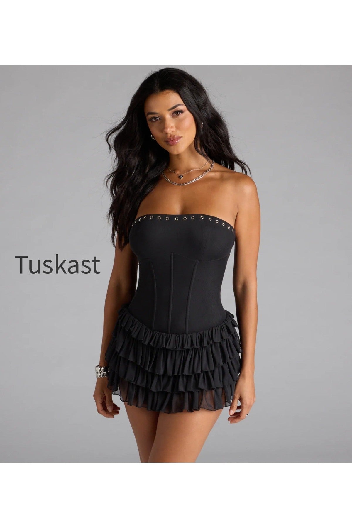 Edgy Allure Corset Drop Waist Romper