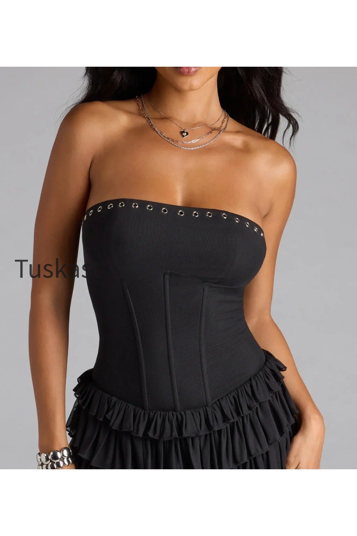 Edgy Allure Corset Drop Waist Romper