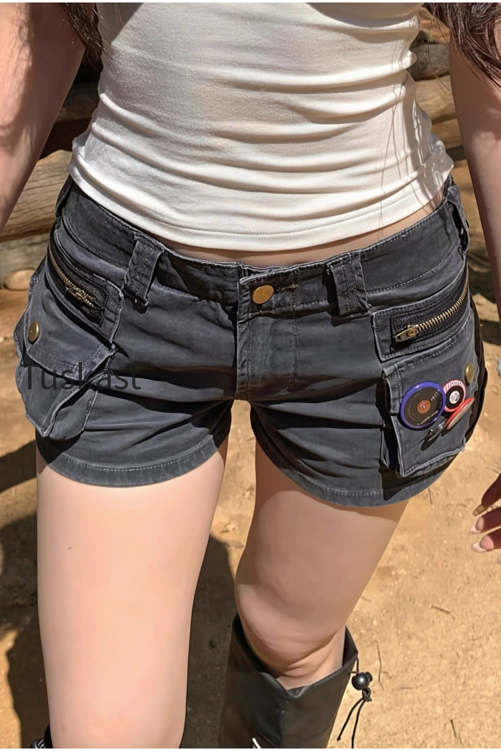 Cargo Pocket A Line Denim Shorts