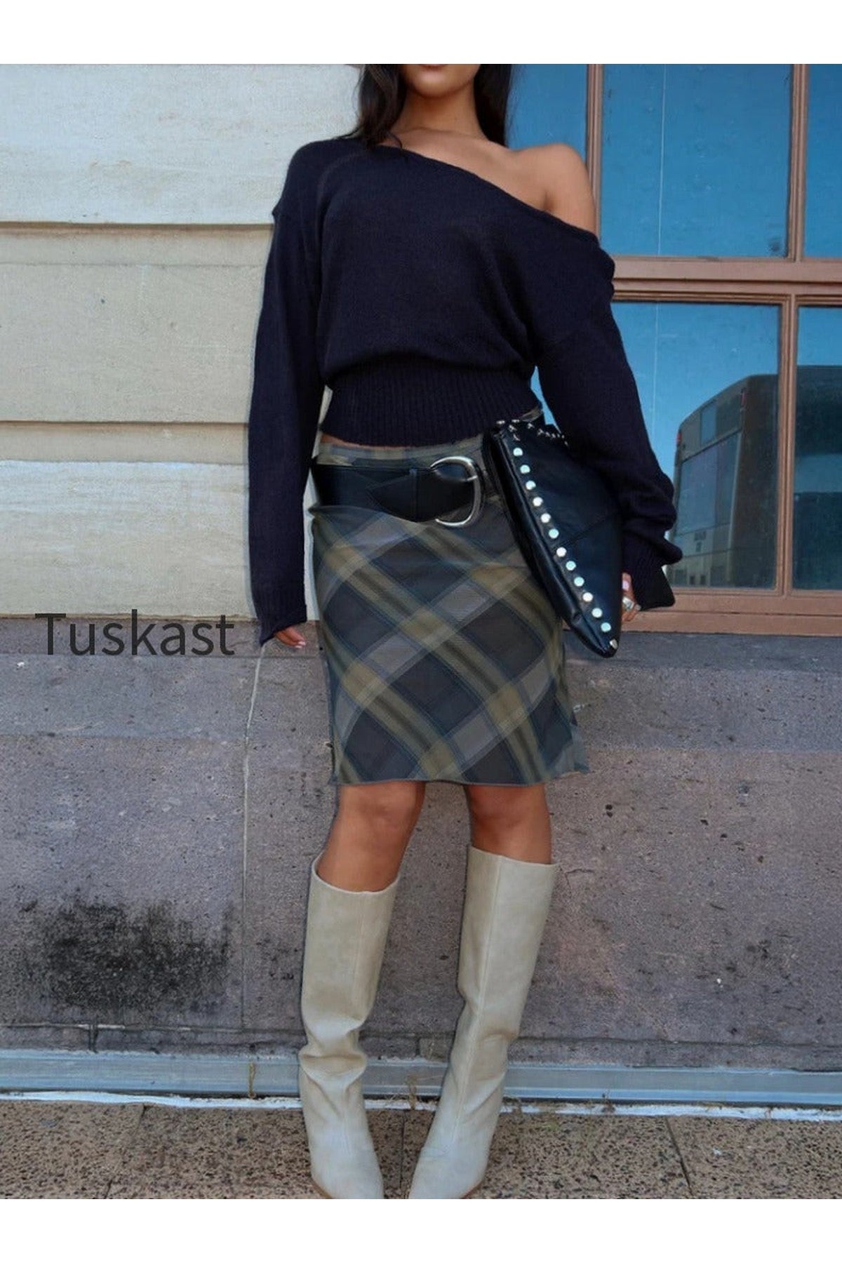 Shoreline Midi Skirt Blue Check