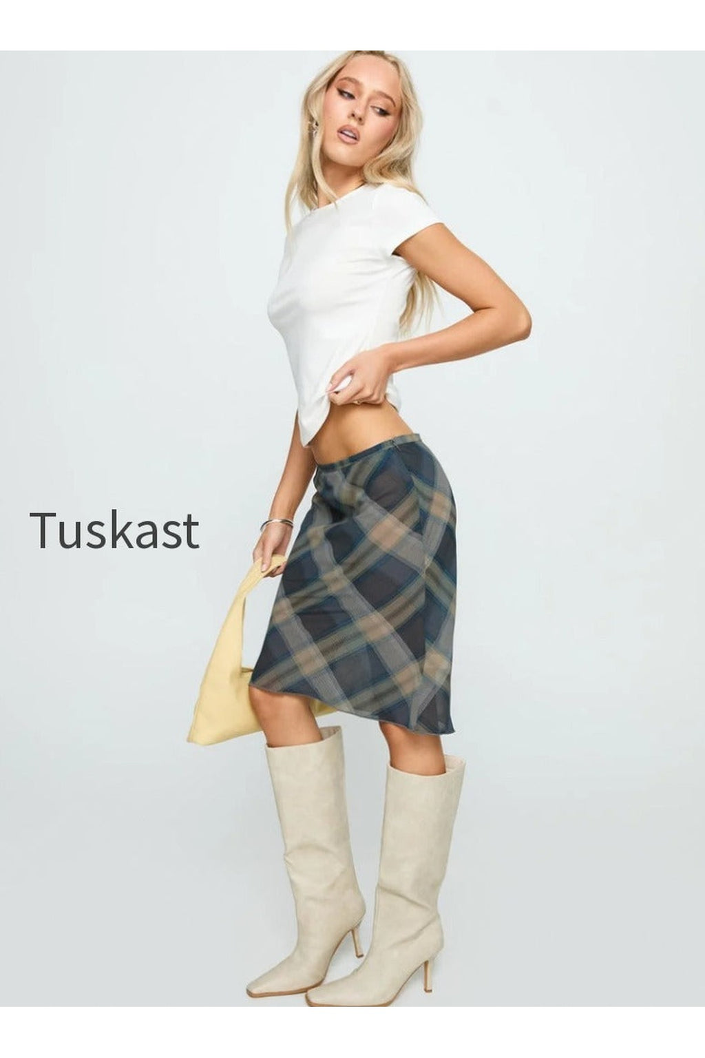 Shoreline Midi Skirt Blue Check