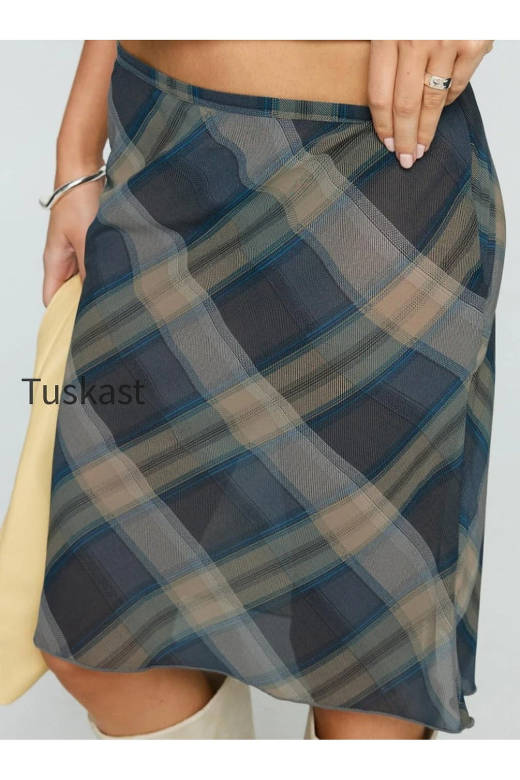 Shoreline Midi Skirt Blue Check