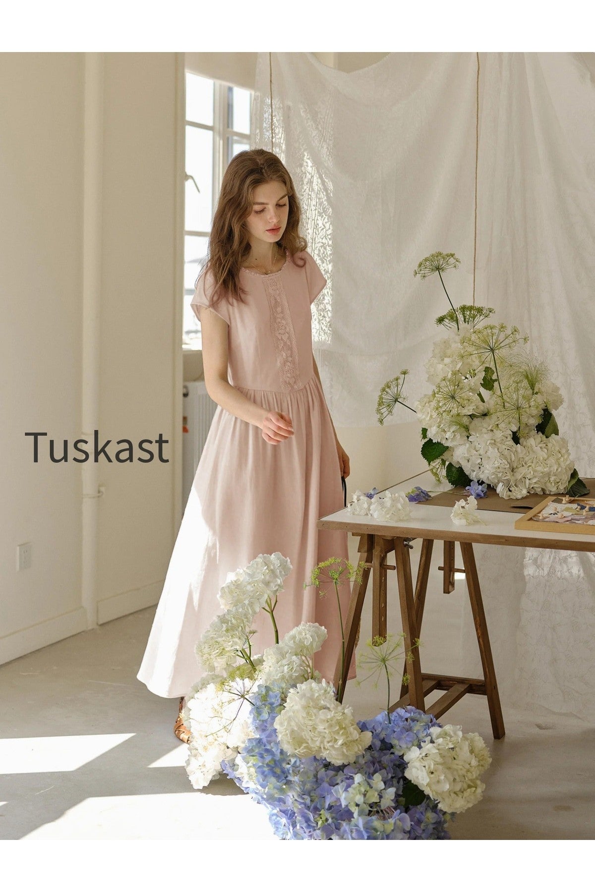 Malia Round Neck Lace 100% Cotton Dress