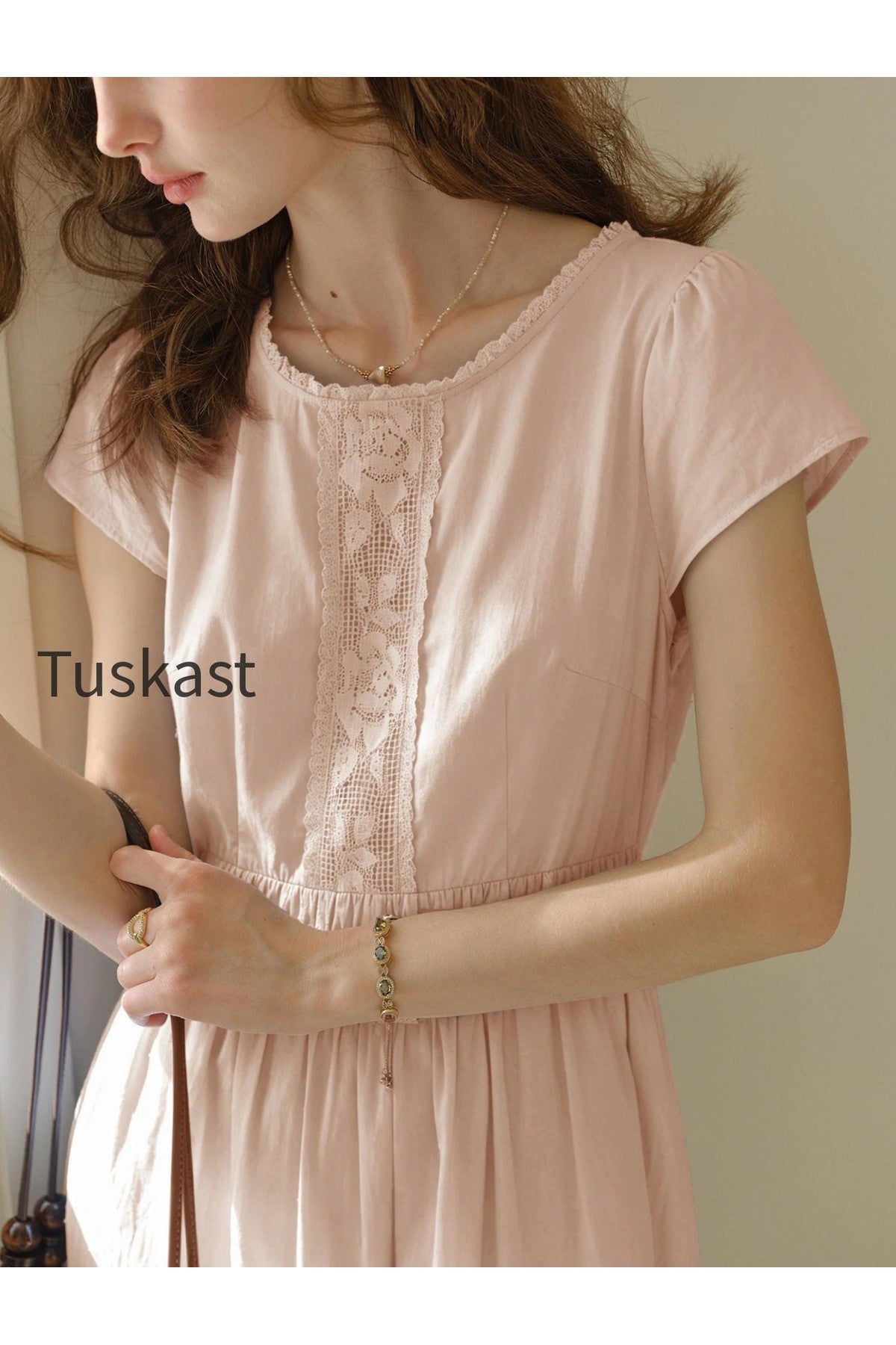 Malia Round Neck Lace 100% Cotton Dress