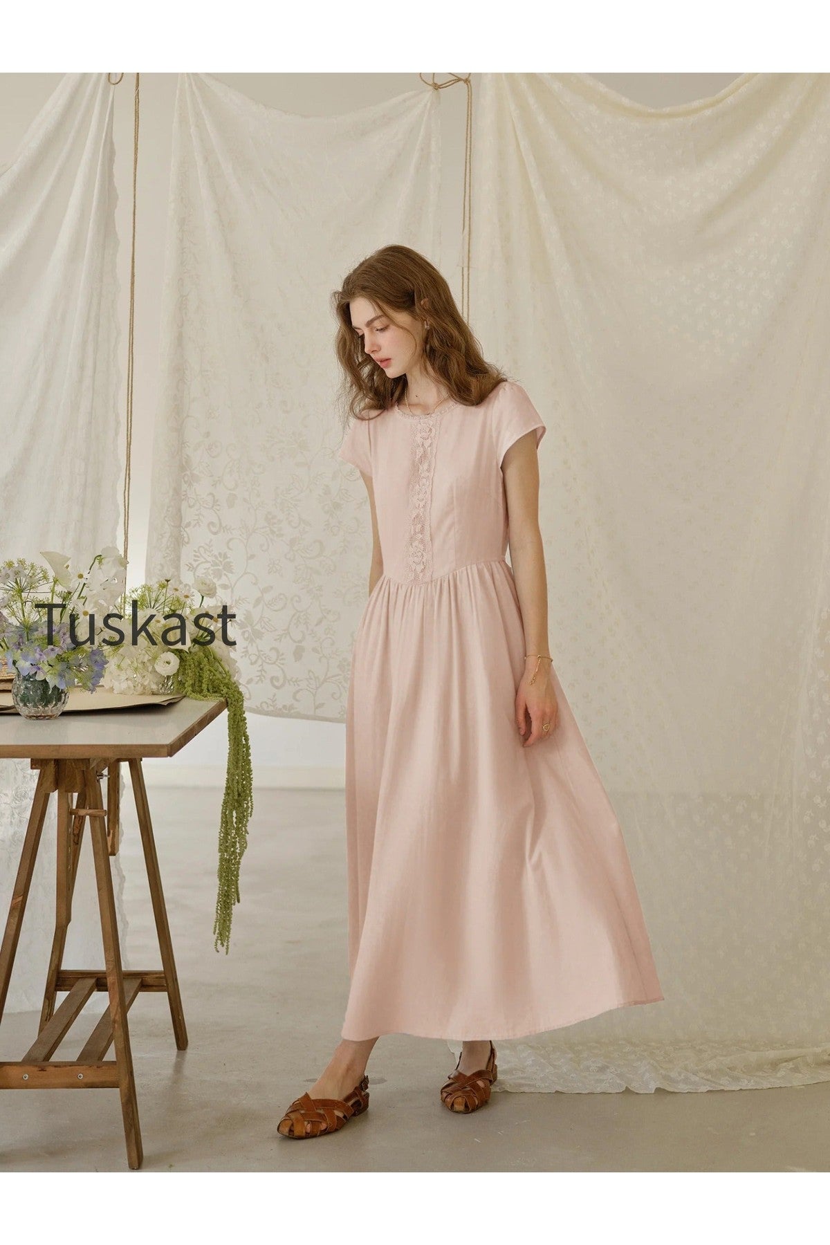 Malia Round Neck Lace 100% Cotton Dress