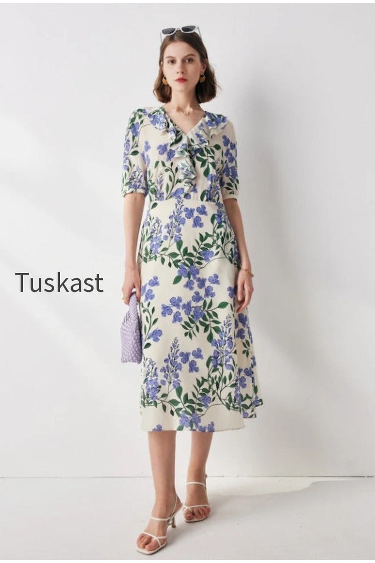 French Chic Silk Floral Maxi Dress