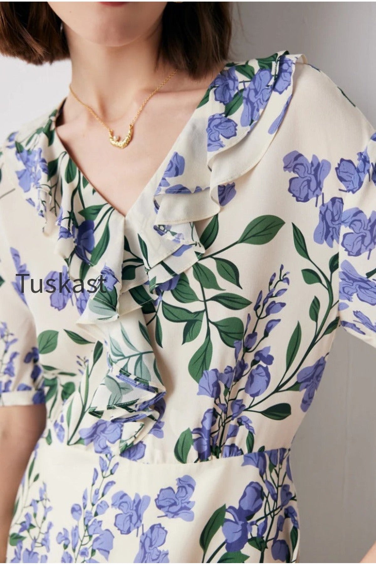 French Chic Silk Floral Maxi Dress