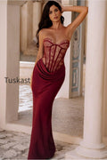 Strapless Lace Sleeveless Bodycon Maxi Lace Dress