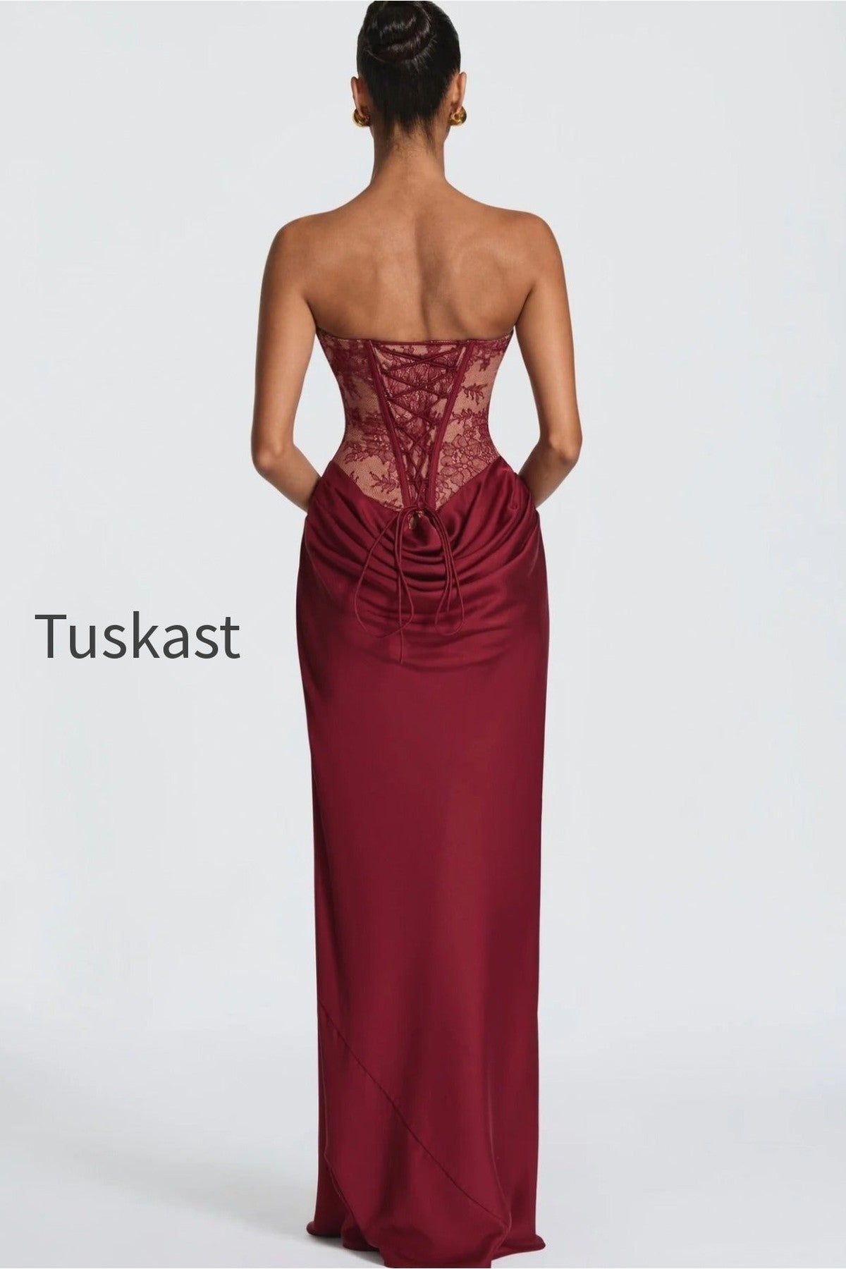 Strapless Lace Sleeveless Bodycon Maxi Lace Dress