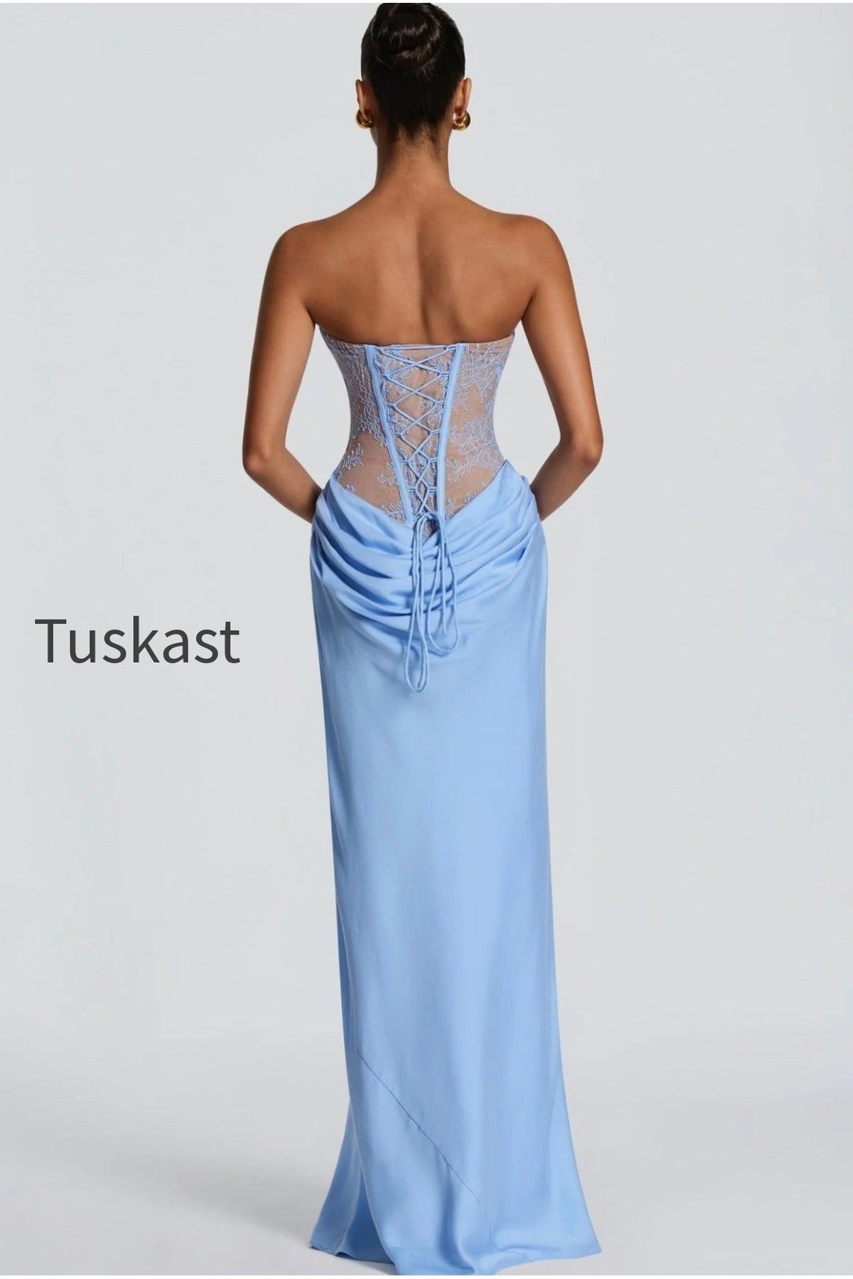 Strapless Lace Sleeveless Bodycon Maxi Lace Dress