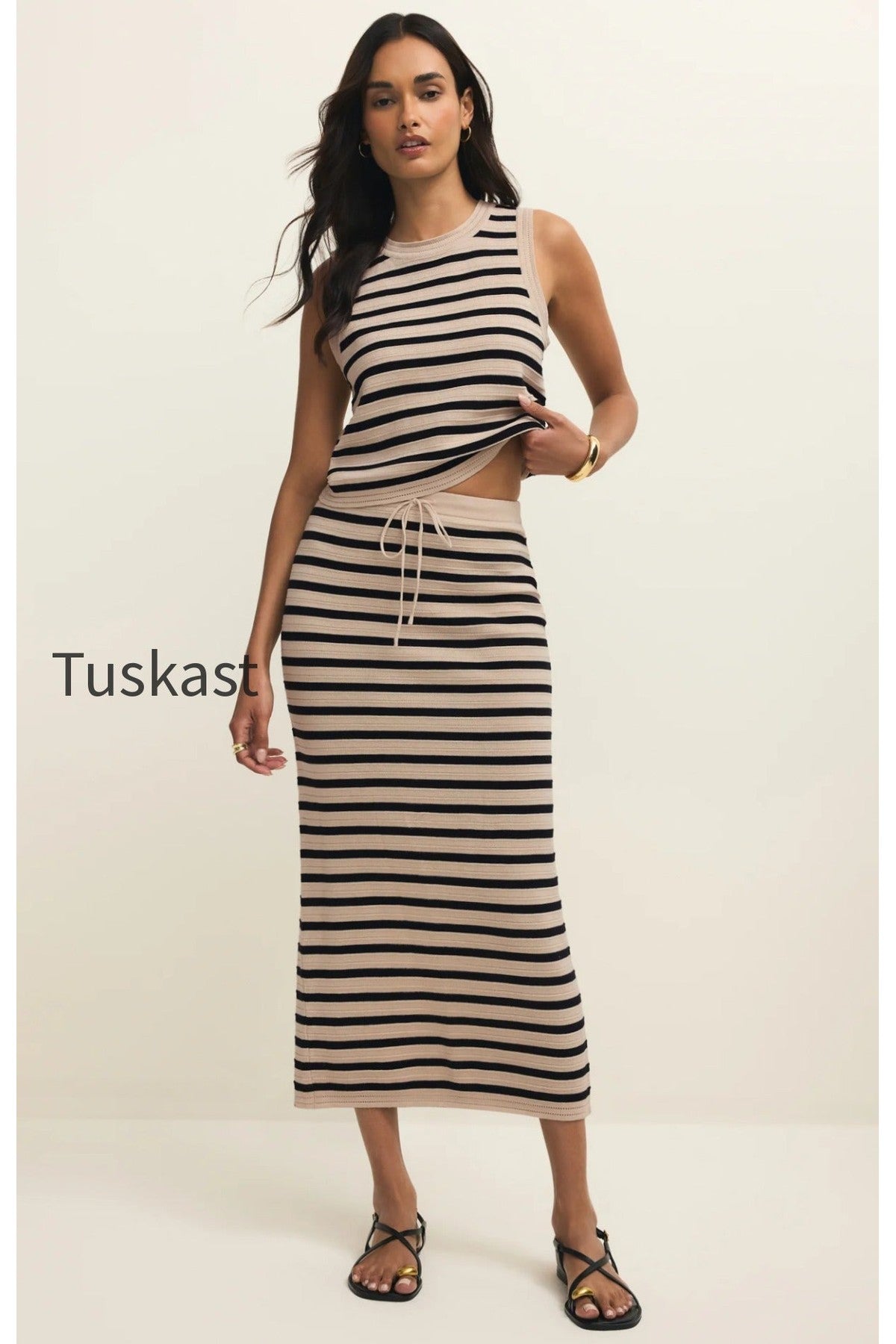 Emori Striped Midi Skirt