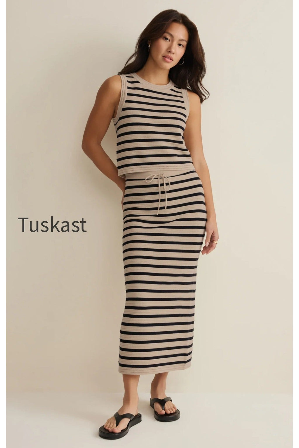 Emori Striped Midi Skirt