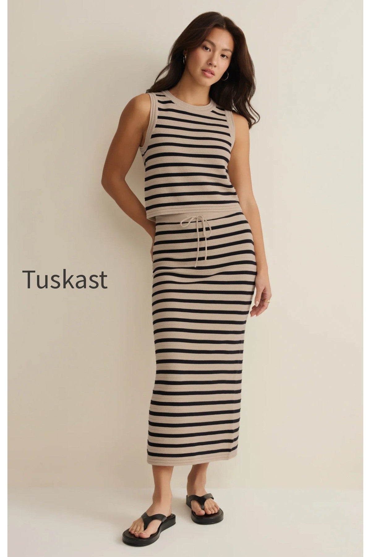 Emori Striped Midi Skirt