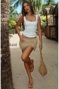 Honey Bloom Knit Mini Skirt Gold