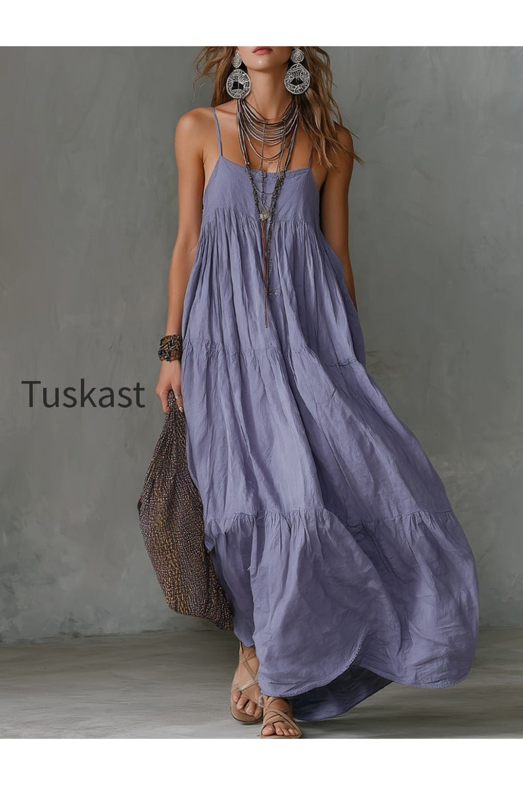 Boho Lavender Tiered Maxi Dress