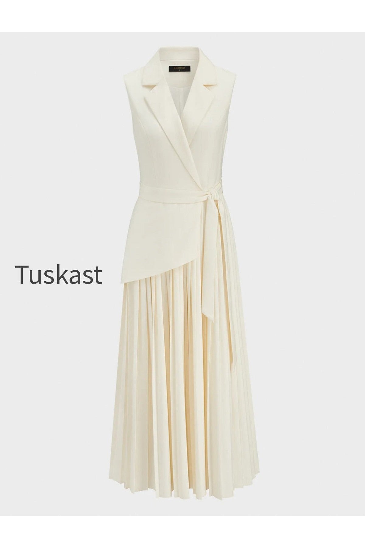 Sleeveless Belted Pleated Blazer Dress
