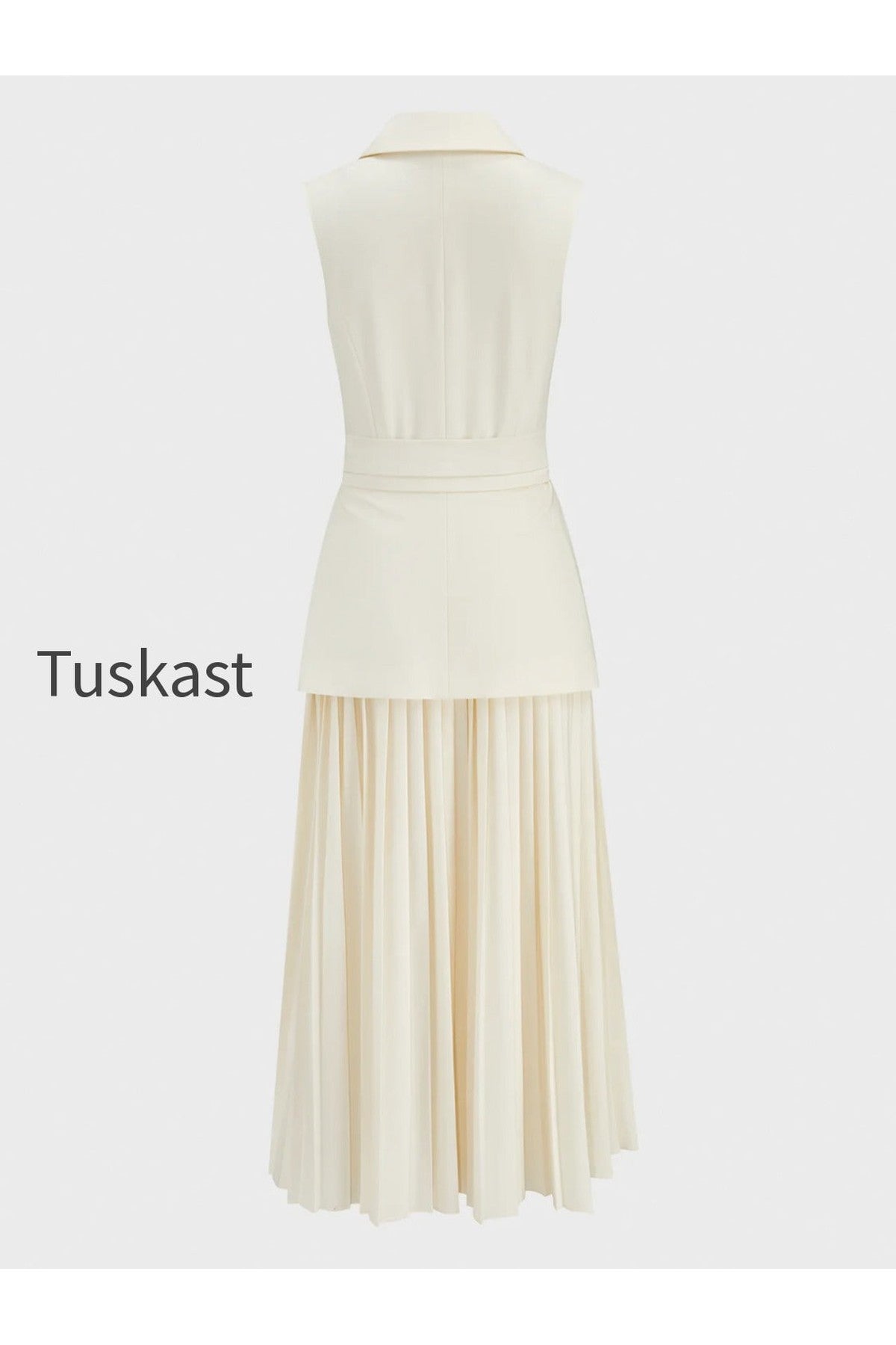 Sleeveless Belted Pleated Blazer Dress