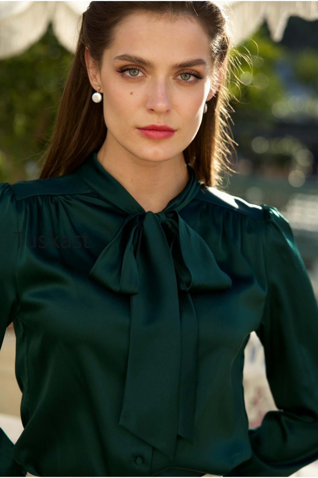 Lena Silk Bow Blouse