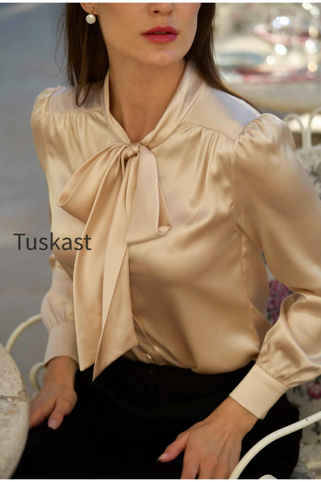 Lena Silk Bow Blouse