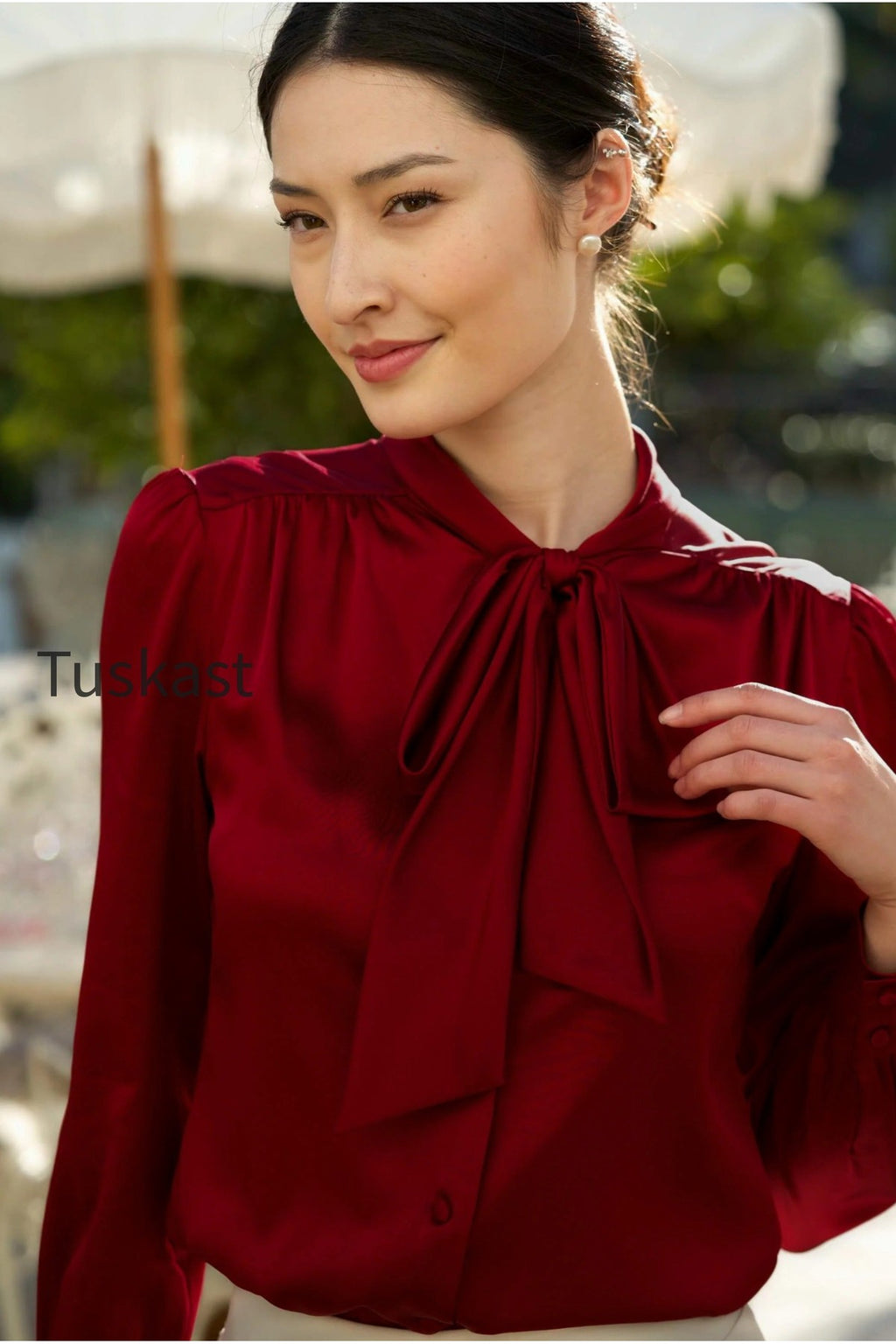 Lena Silk Bow Blouse
