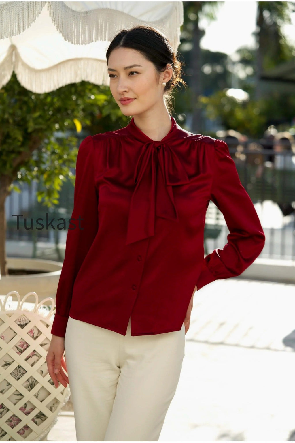 Lena Silk Bow Blouse