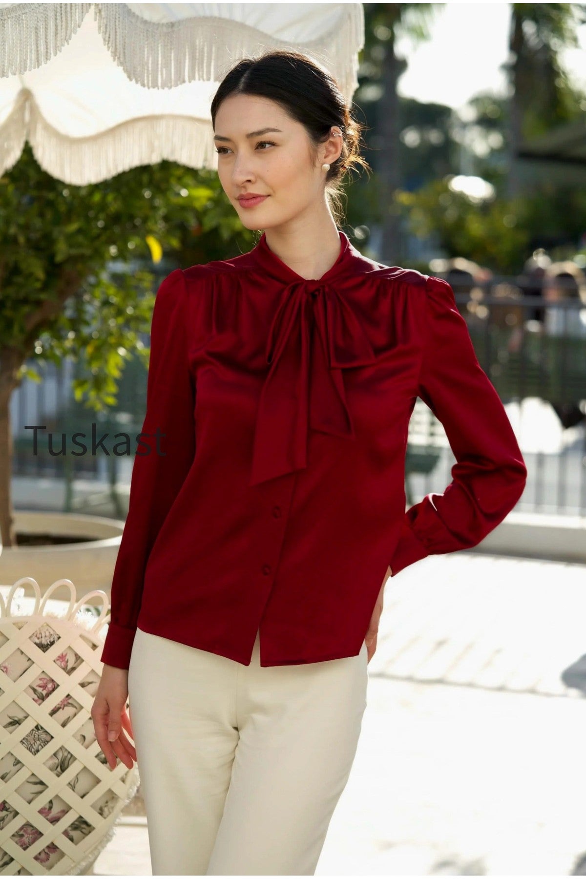 Lena Silk Bow Blouse