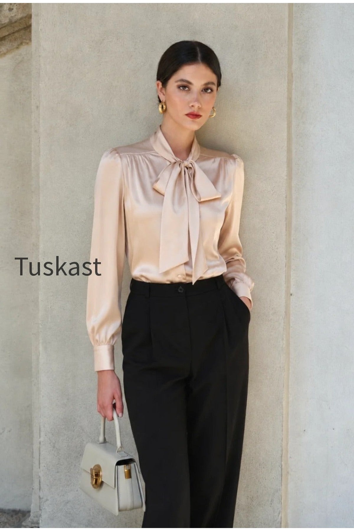 Lena Silk Bow Blouse