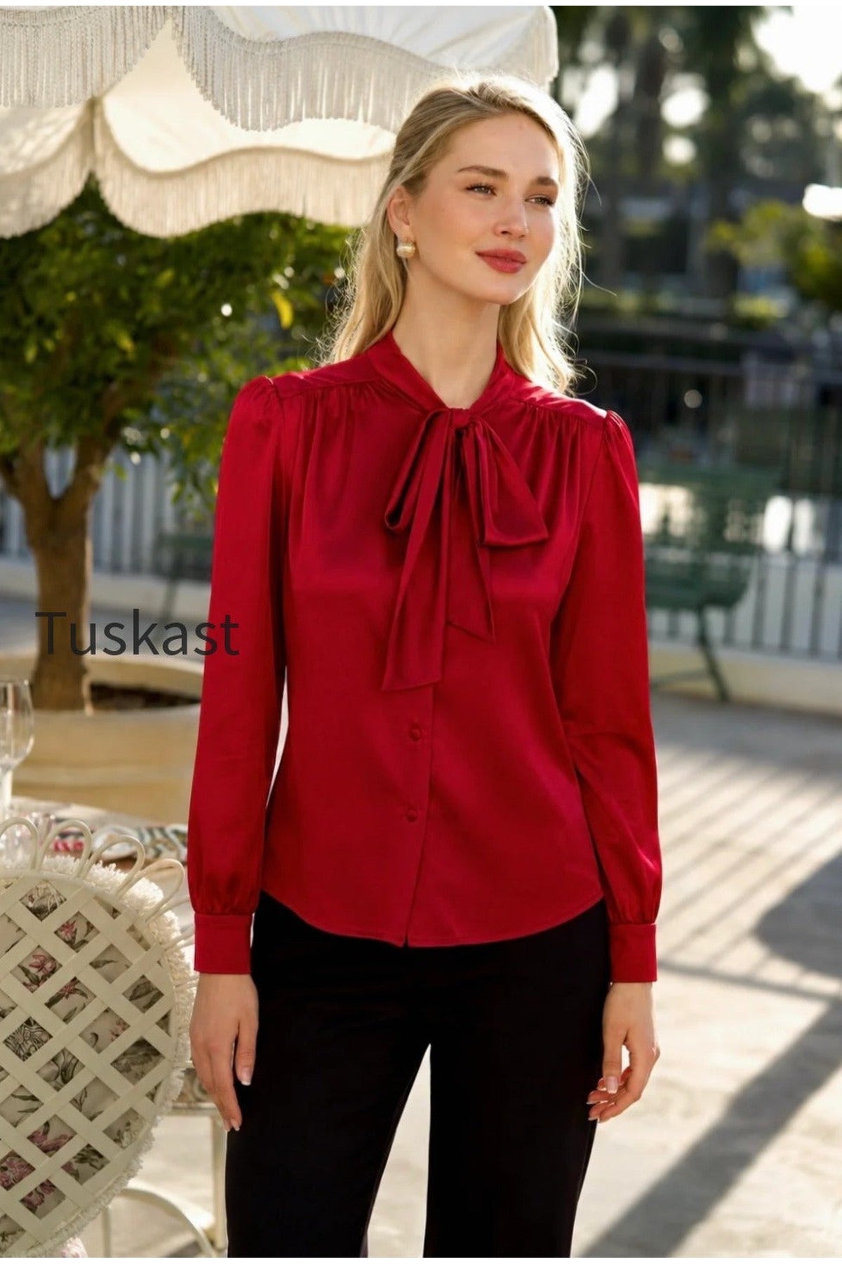 Lena Silk Bow Blouse
