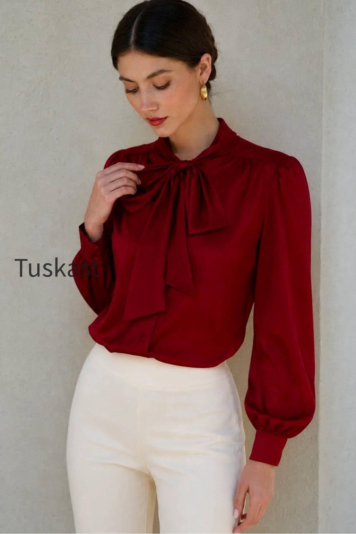 Lena Silk Bow Blouse