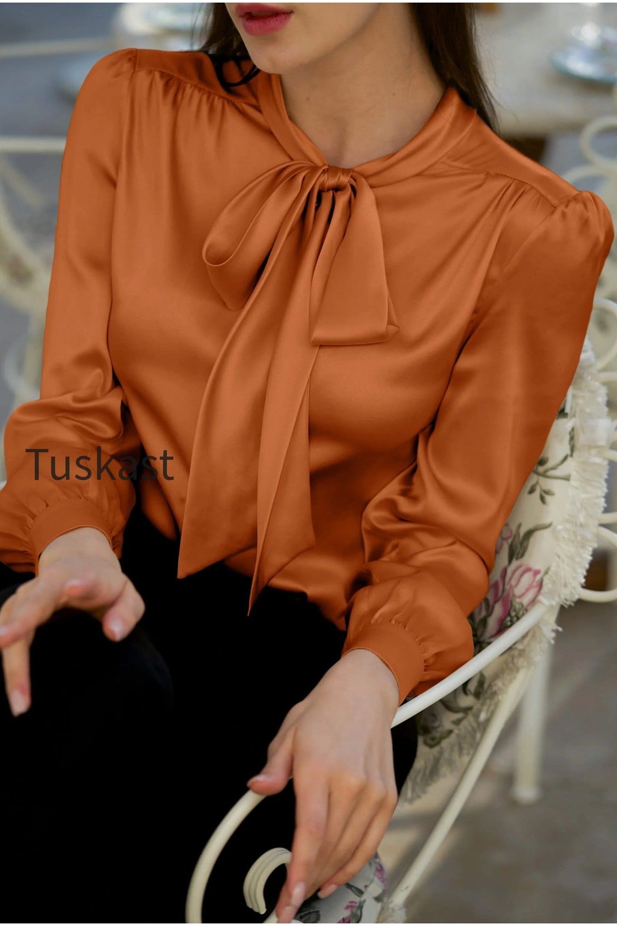 Lena Silk Bow Blouse