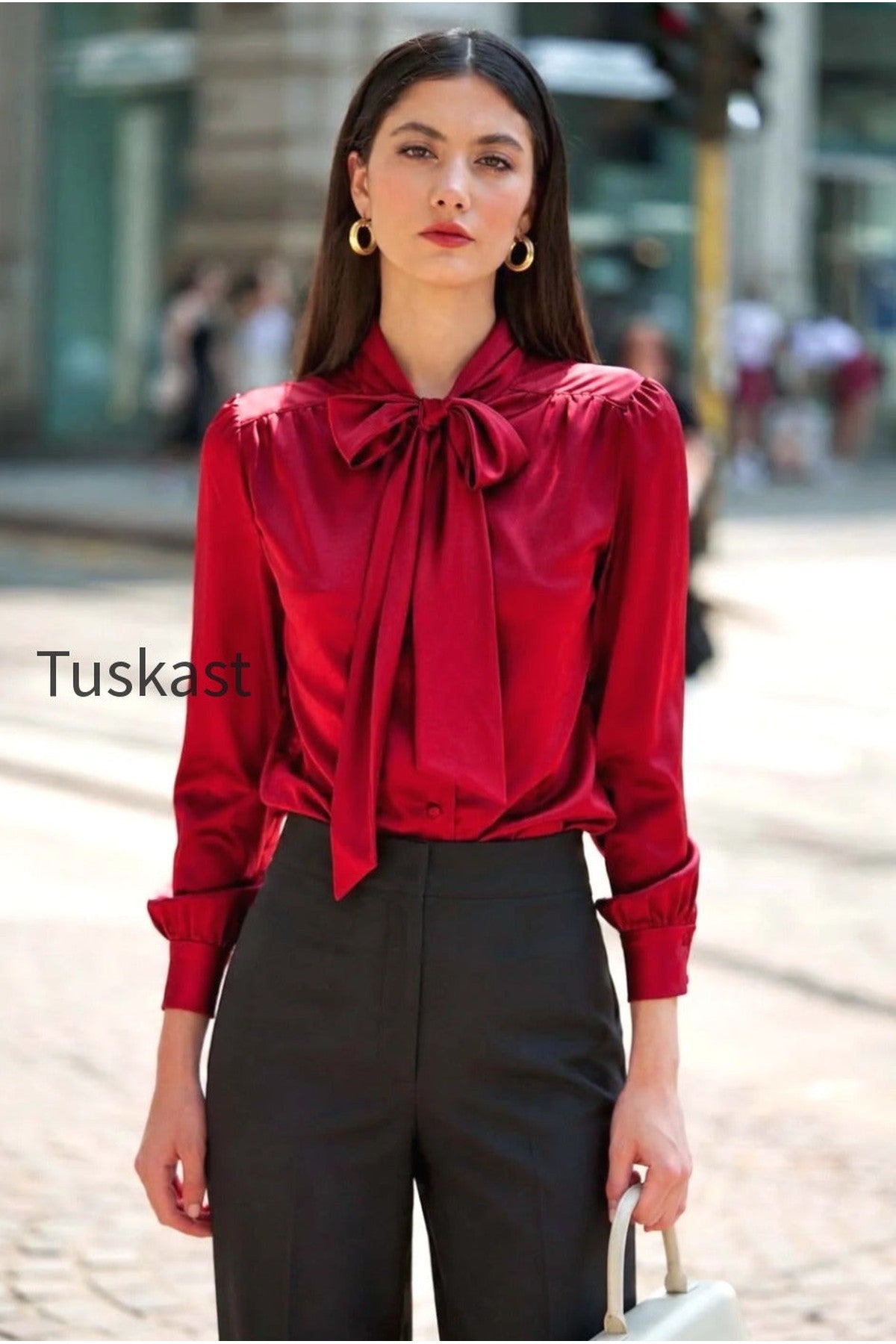 Lena Silk Bow Blouse